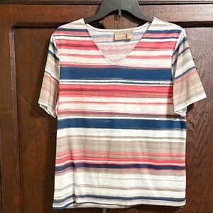 Chico's Multicolor Striped Short Sleeve Tee